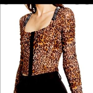 I.AM.GIA leopard, lace up back, ruched long sleeve corset 🔥